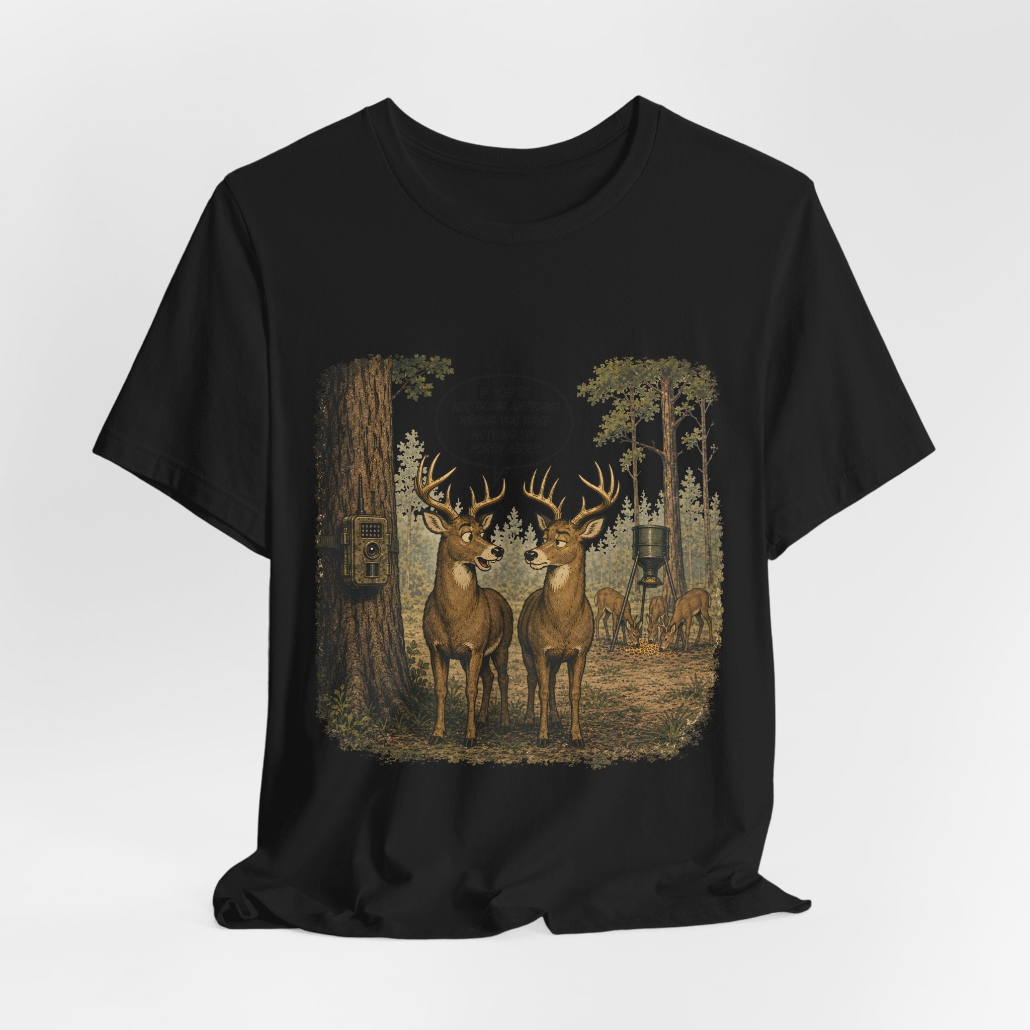 The Deer Network — Rustic Hunting Scene Graphic T-Shirt